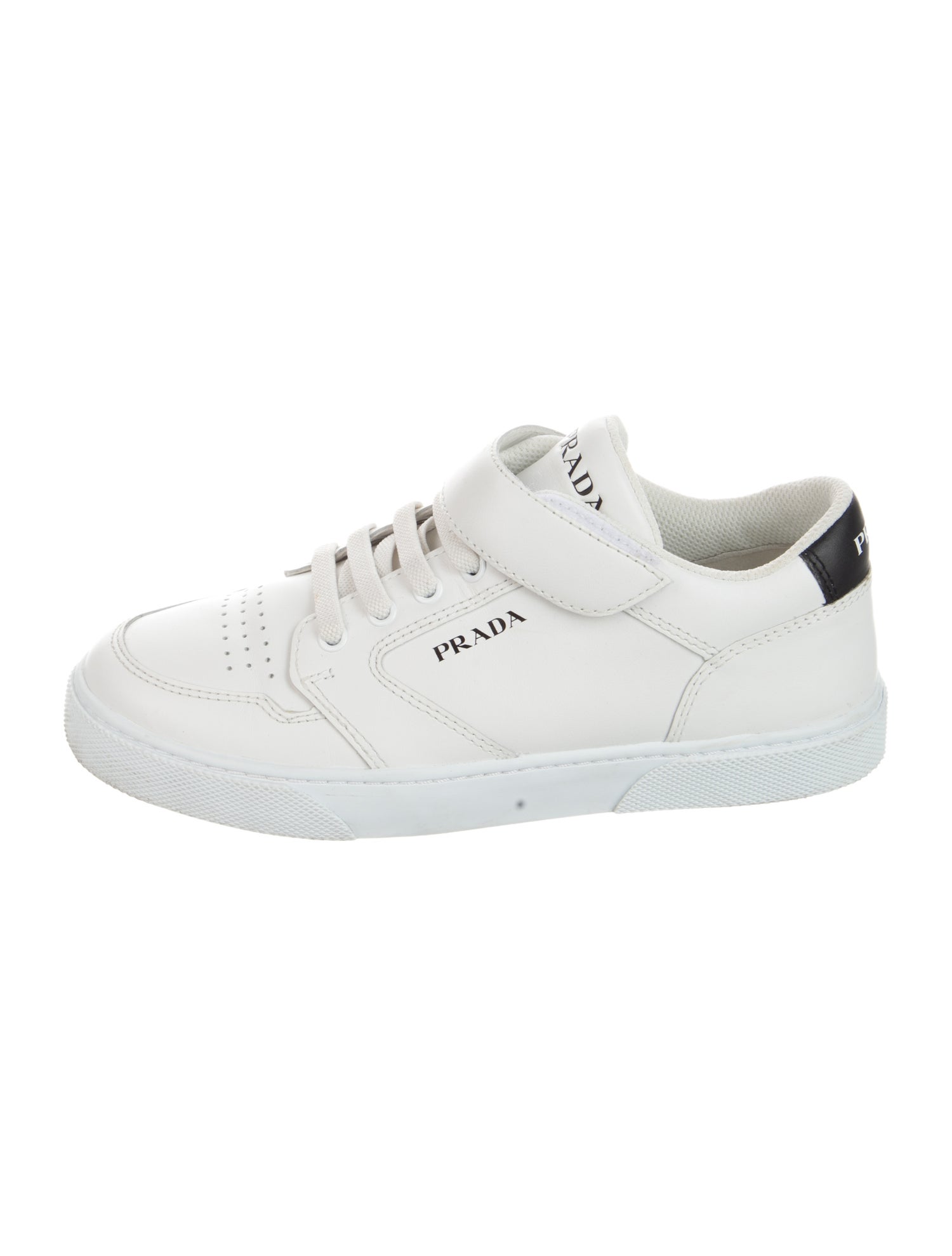 Prada White Pattern Print Leather Sneakers