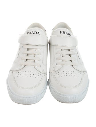 Prada White Pattern Print Leather Sneakers
