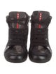 Prada Black Leather Pattern Print High-Top Sneakers