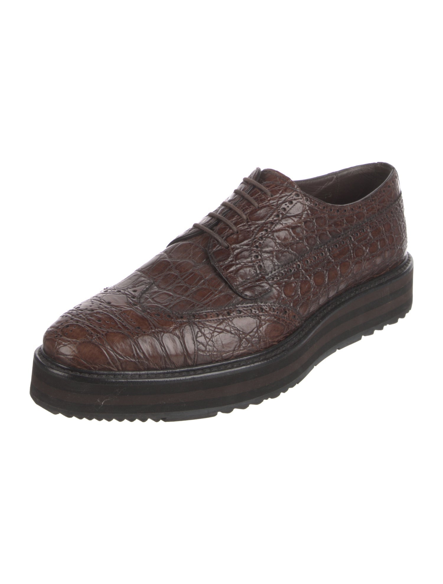Prada Crocodile Lasercut Accents Brogues