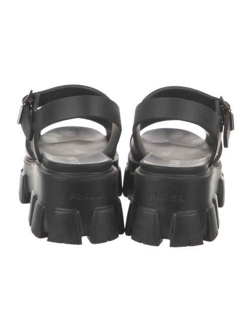 Prada Enameled Metal Triangle Rubber Slingback Sandals