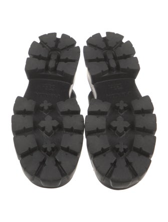 Prada Enameled Metal Triangle Rubber Slingback Sandals