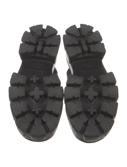 Prada Enameled Metal Triangle Rubber Slingback Sandals