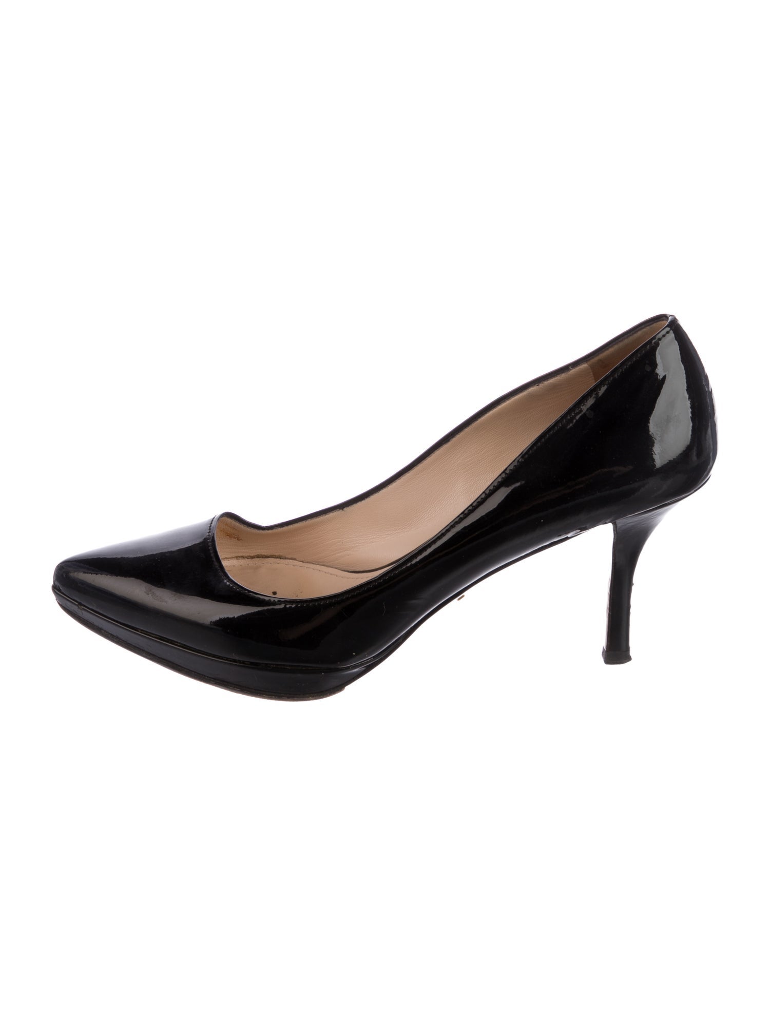 Prada Patent Leather Cutout Accent Pumps