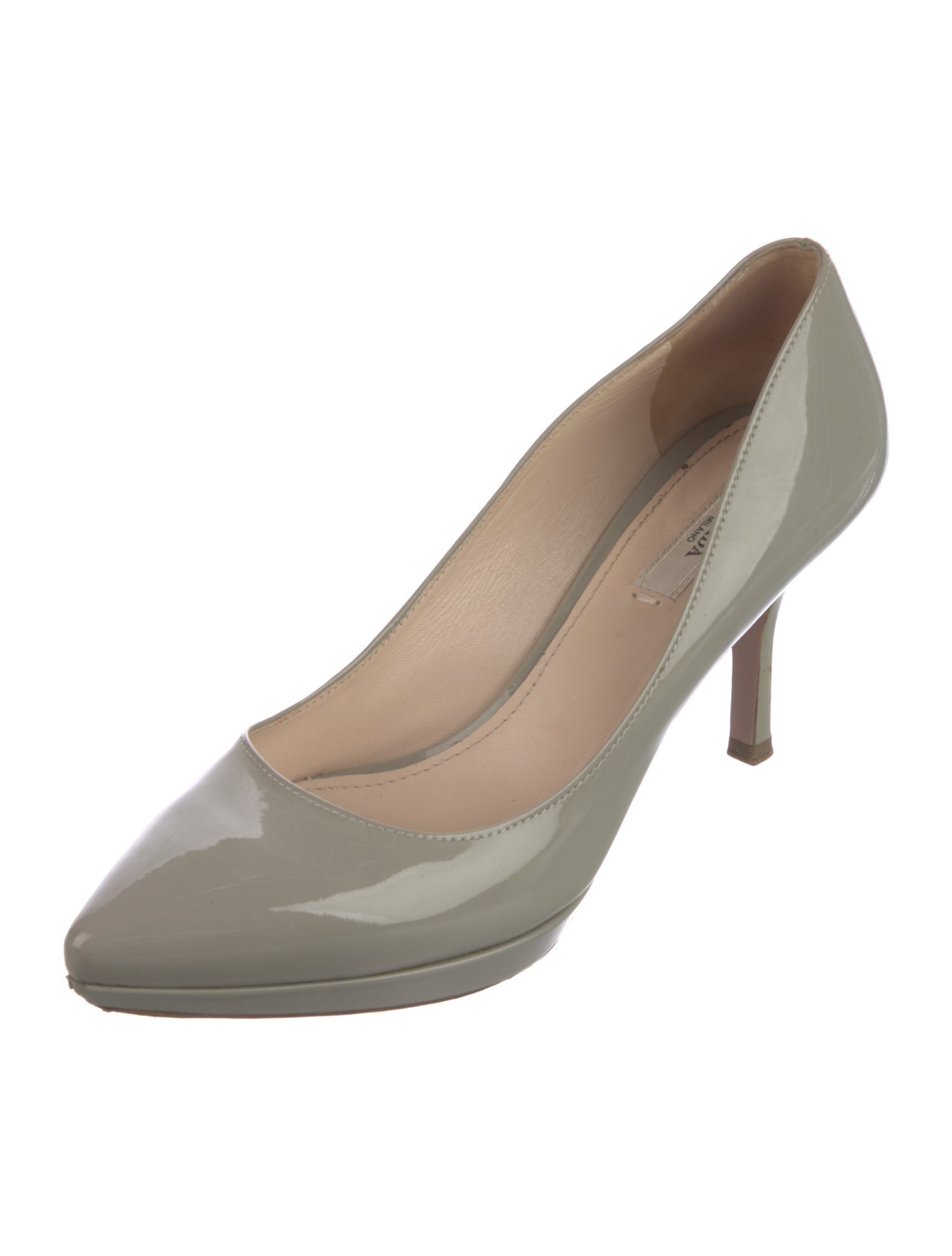 Prada Patent Leather Cutout Accent Pumps