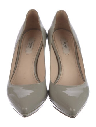 Prada Patent Leather Cutout Accent Pumps
