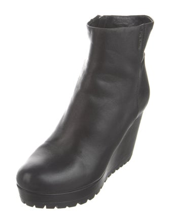 Prada Embossed Leather Embroidered Accent Boots