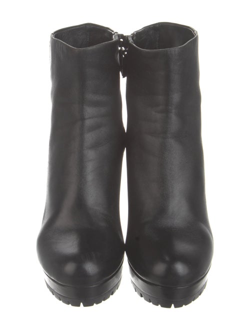 Prada Embossed Leather Embroidered Accent Boots