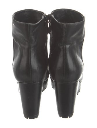 Prada Embossed Leather Embroidered Accent Boots