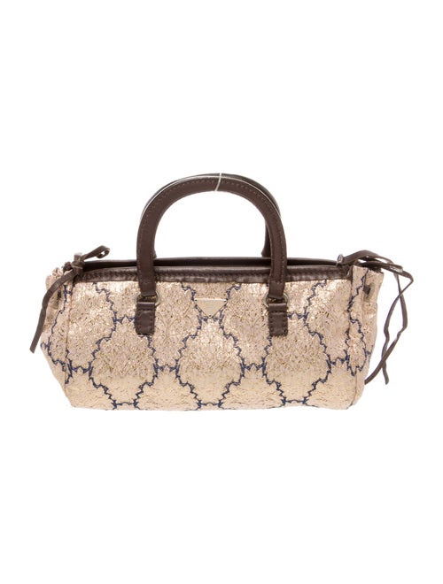 Prada Enameled Metal Triangle Top Handle Bag