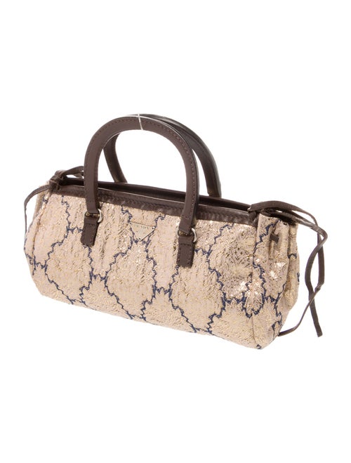 Prada Enameled Metal Triangle Top Handle Bag