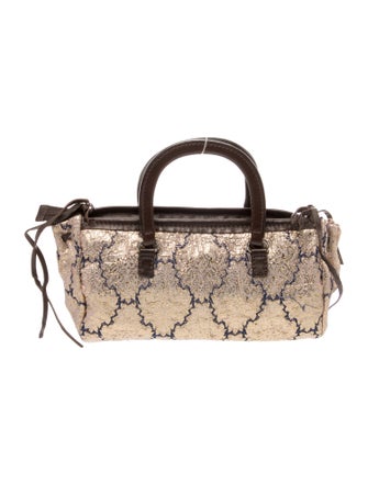 Prada Enameled Metal Triangle Top Handle Bag