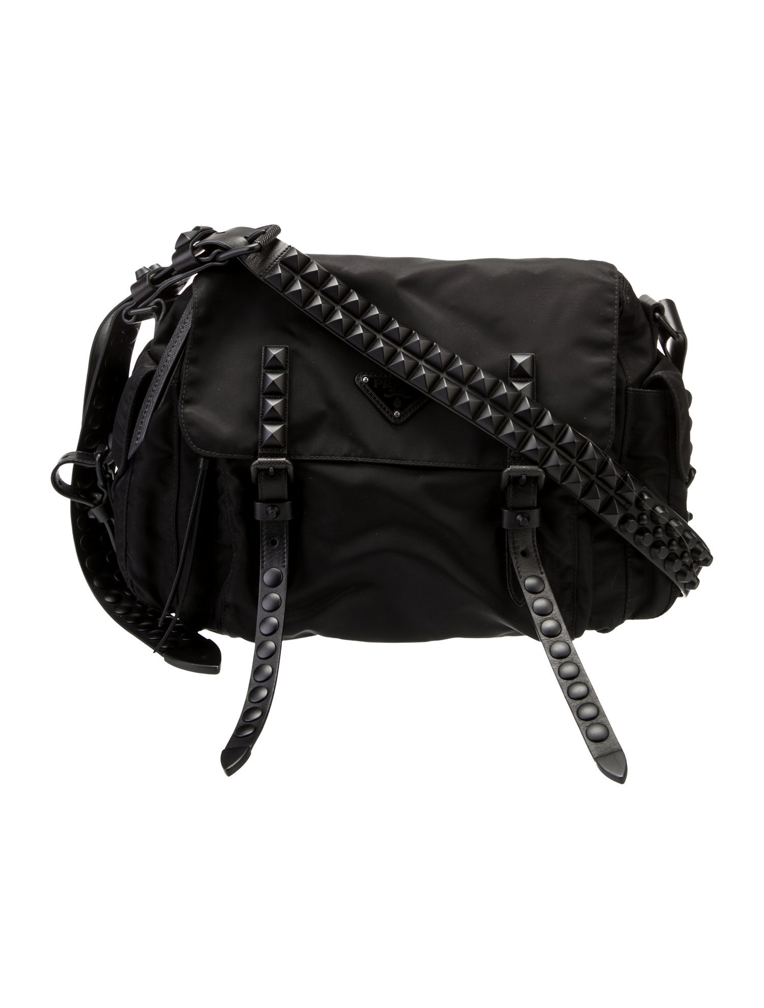 Prada Enameled Metal Triangle Crossbody Bag