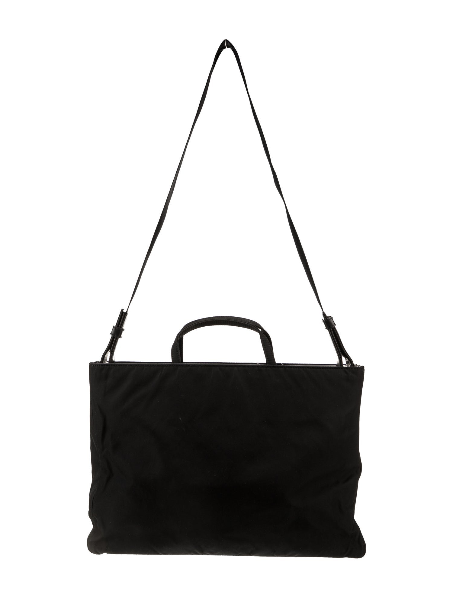 Prada Enameled Metal Triangle Nylon Satchel