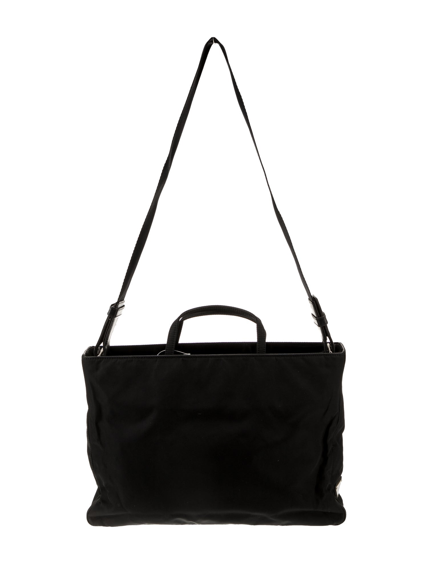 Prada Enameled Metal Triangle Nylon Satchel