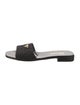 Prada Enameled Metal Triangle Leather Trim Embellishment Slides