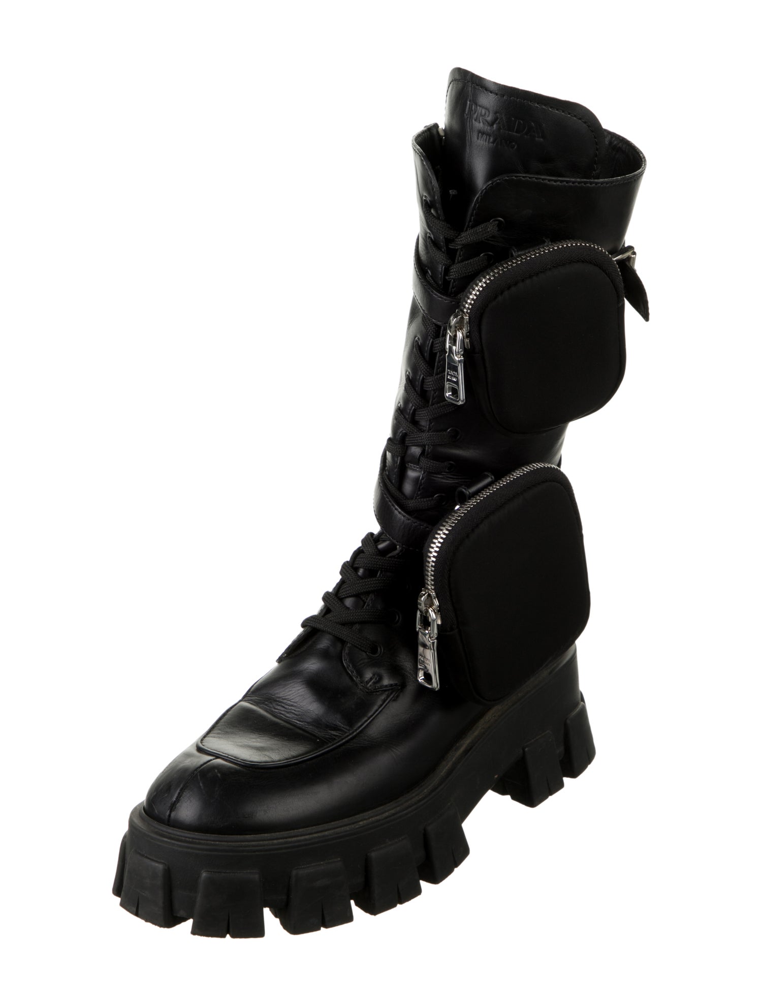 Prada Leather Combat Boots