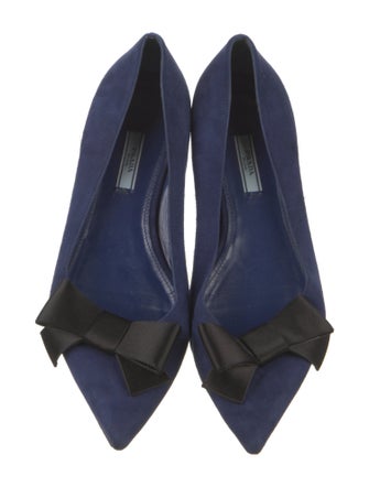 Prada Suede Bow Accents Flats