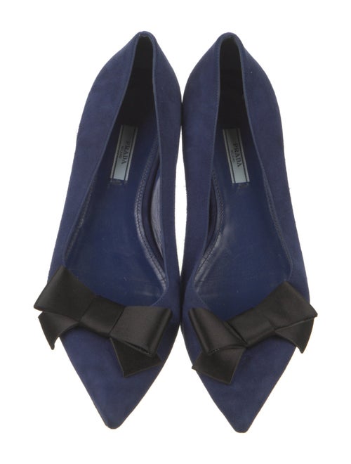 Prada Suede Bow Accents Flats