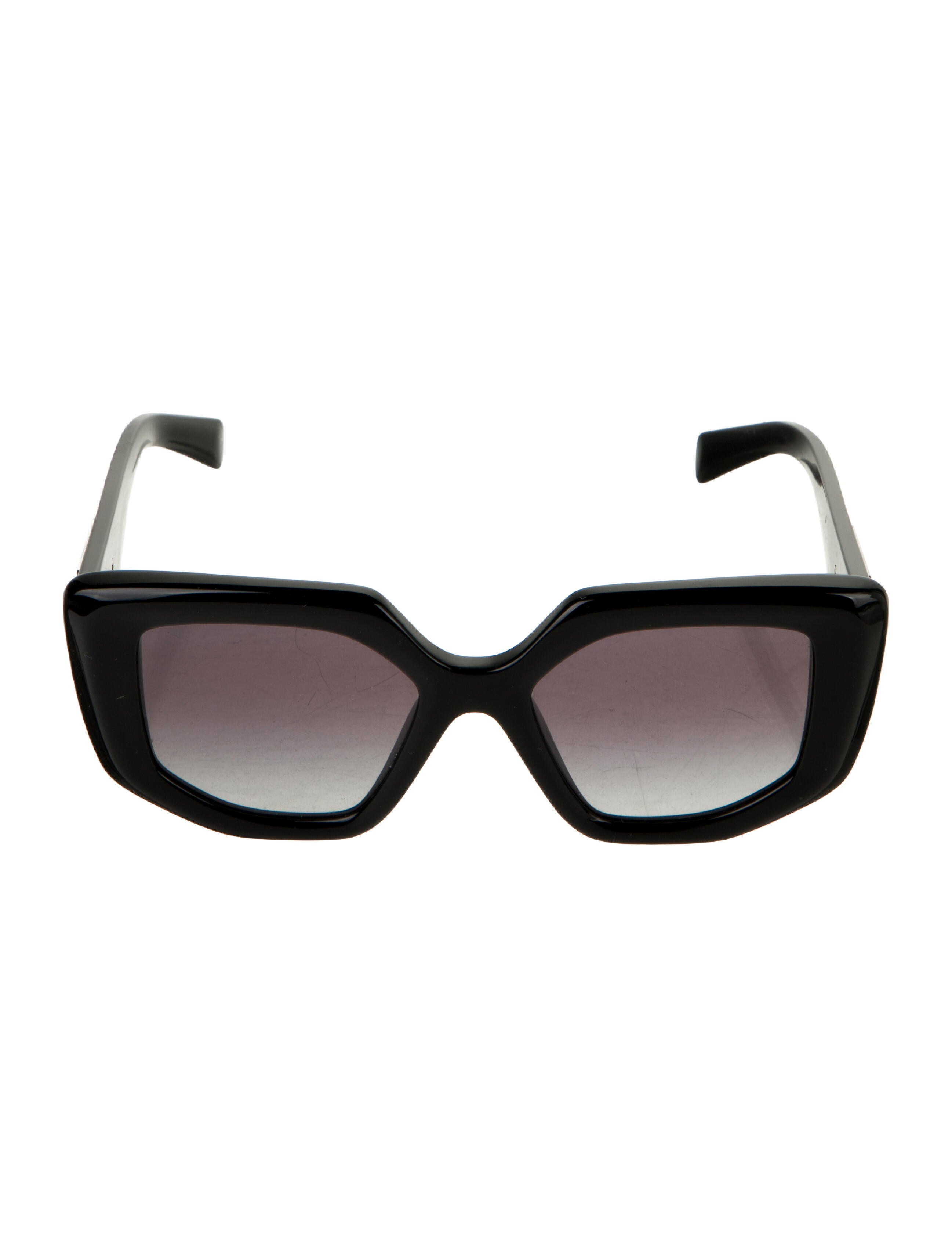 Prada Enameled Metal Triangle Oversize Sunglasses