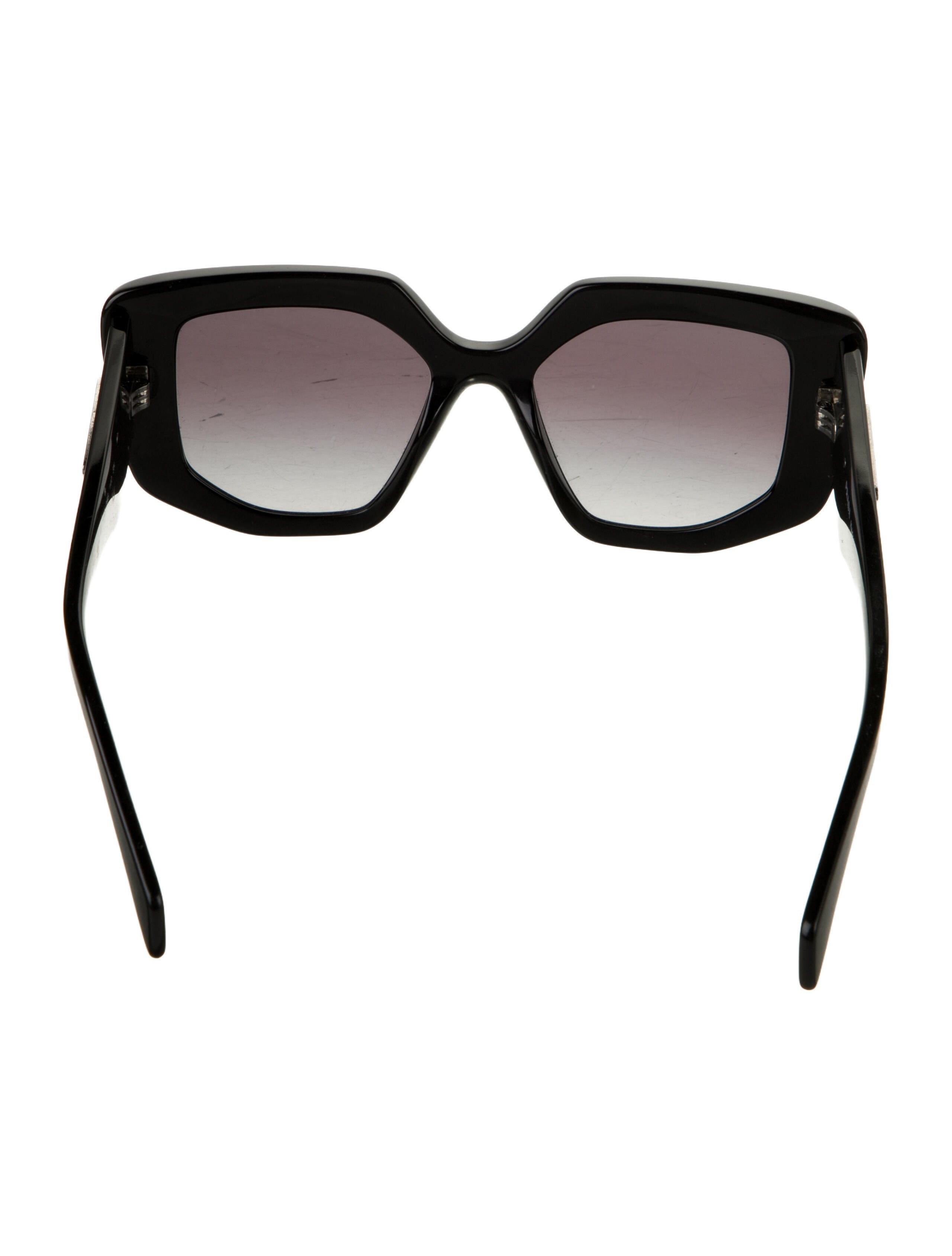 Prada Enameled Metal Triangle Oversize Sunglasses