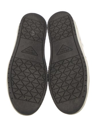 Prada Enameled Metal Triangle Leather Sneakers