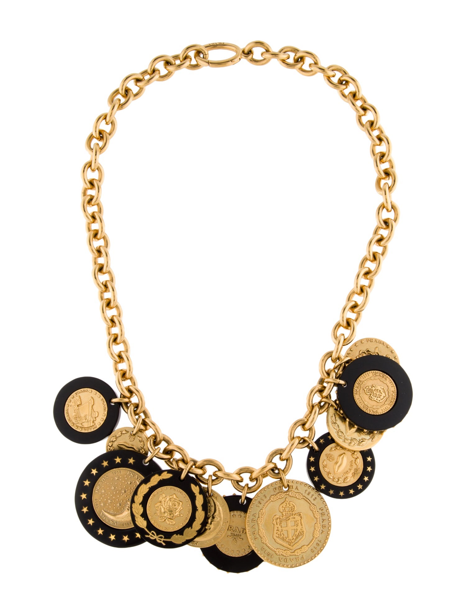 Prada Resin Medallion Collar Necklace