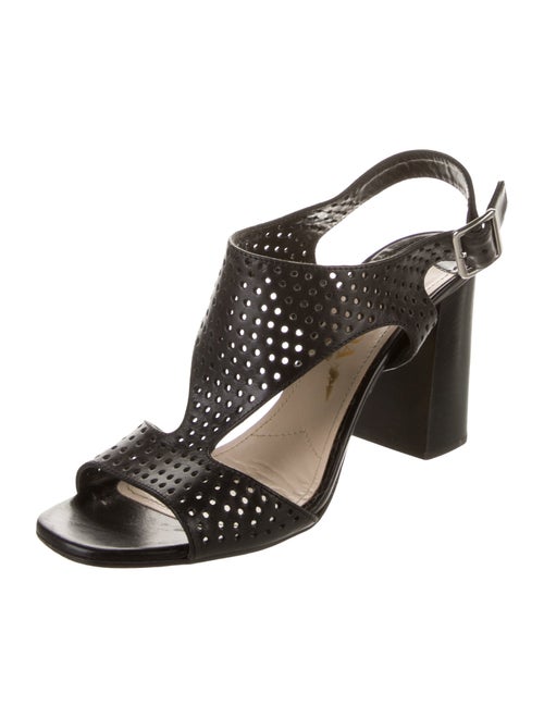 Prada Leather Lasercut Accents Slingback Sandals