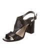 Prada Leather Lasercut Accents Slingback Sandals