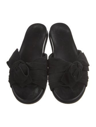 Prada Leather Bow Accents Slides