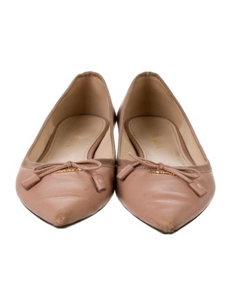 Prada Leather Bow Accents Ballet Flats