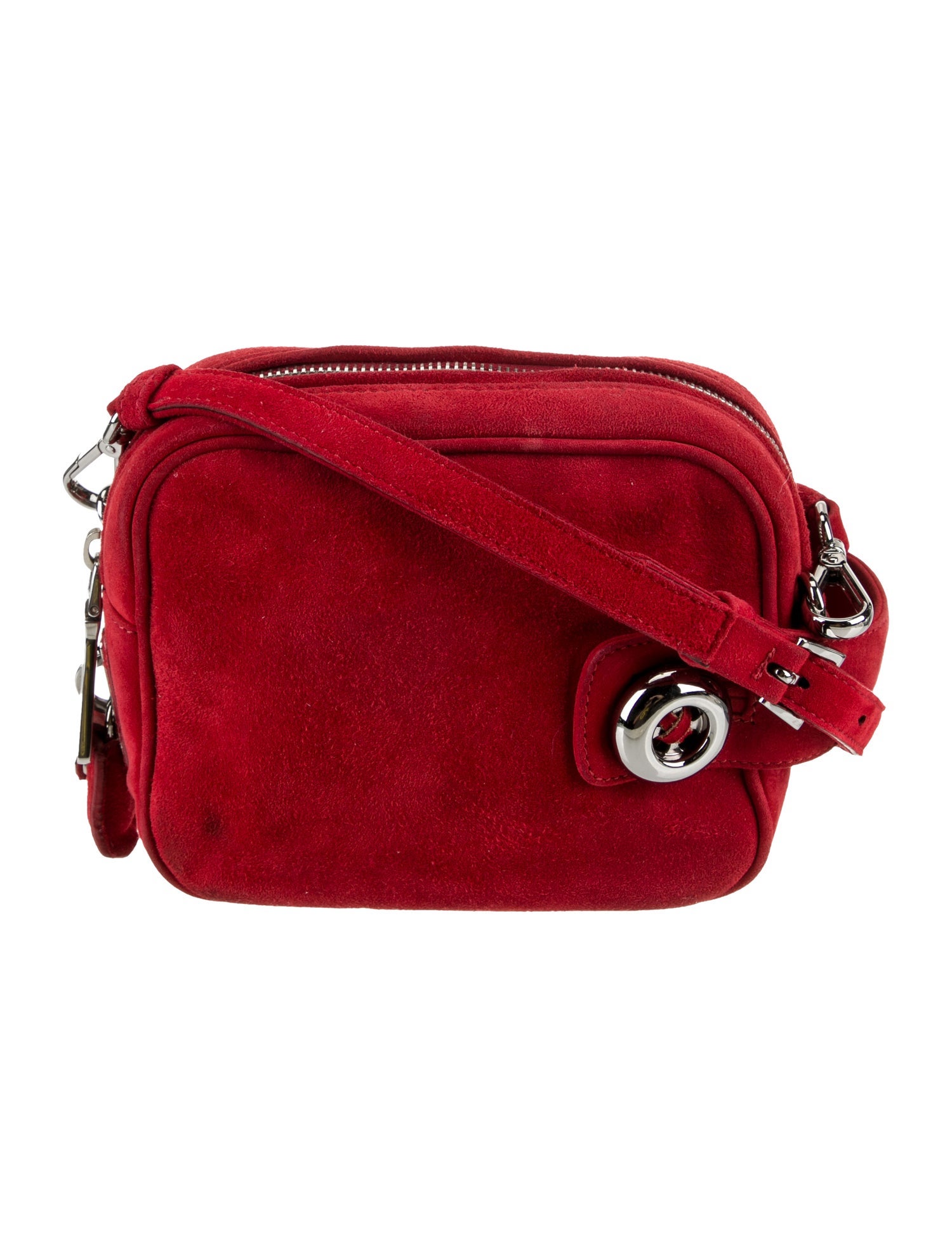 Prada Enameled Metal Triangle Crossbody Bag