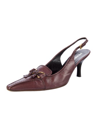 Prada Leather Tassel Accents Slingback Pumps