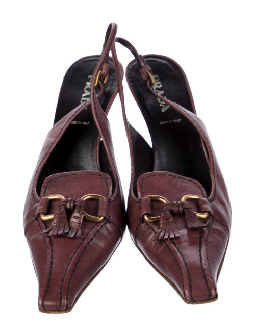 Prada Leather Tassel Accents Slingback Pumps