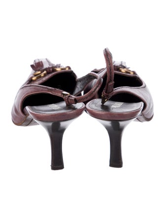 Prada Leather Tassel Accents Slingback Pumps