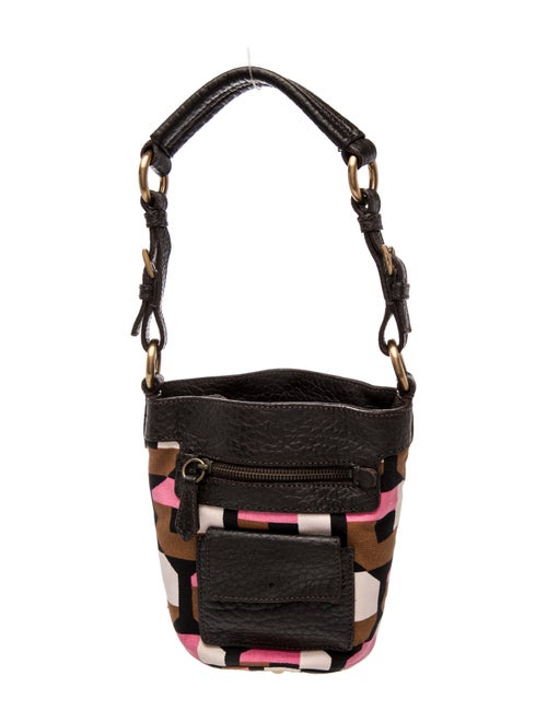 Prada Enameled Metal Triangle Bucket Bag