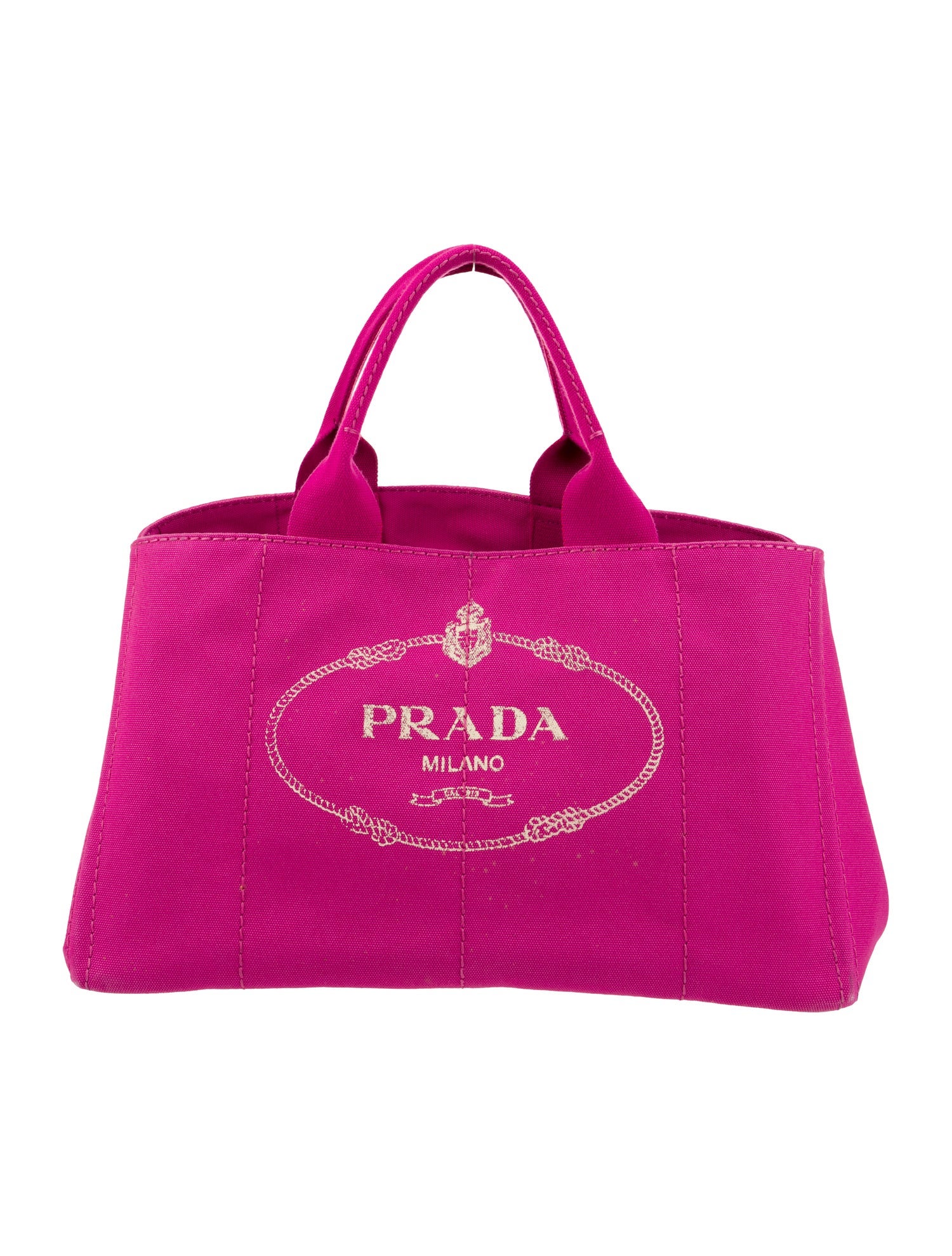 Prada Enameled Metal Triangle Top Handle Bag Large