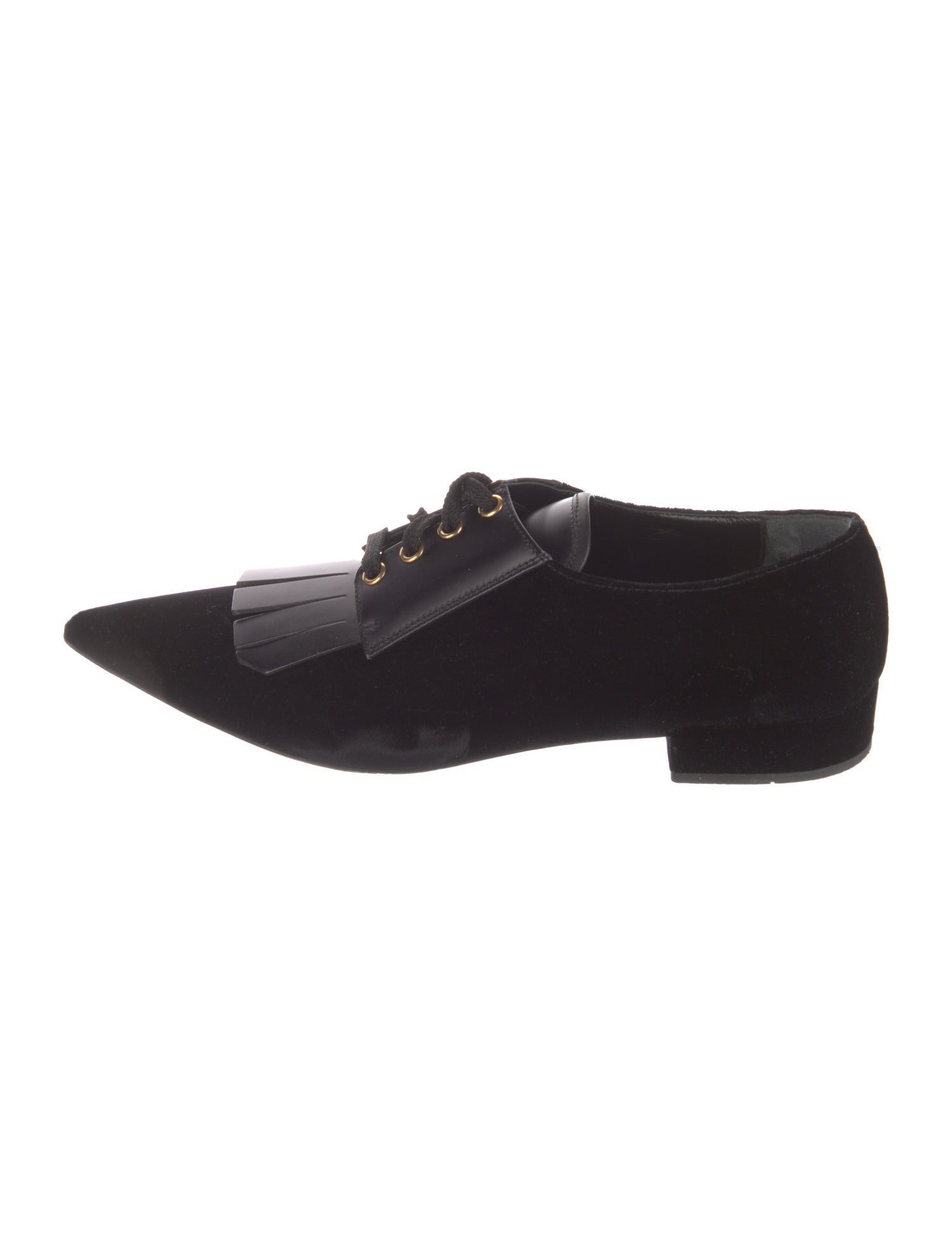Prada Velvet Leather Trim Embellishment Oxfords