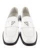 Prada Enameled Metal Triangle Leather Loafers