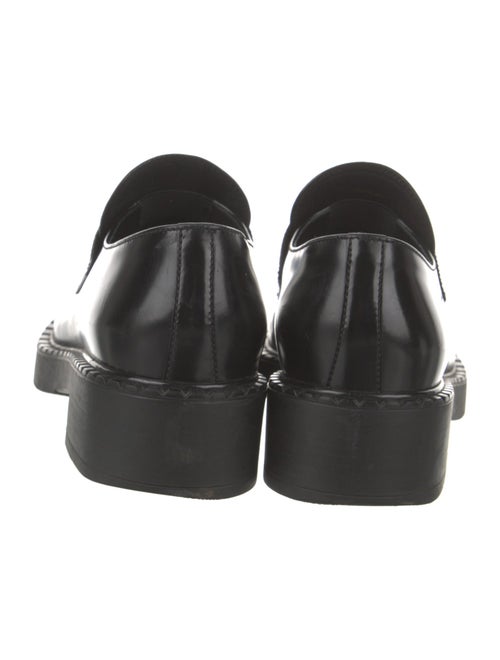 Prada Enameled Metal Triangle Patent Leather Oxfords