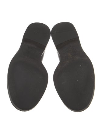 Prada Enameled Metal Triangle Patent Leather Oxfords