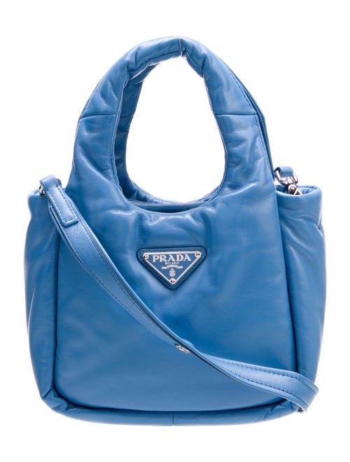 Prada Enameled Metal Triangle Padded Small