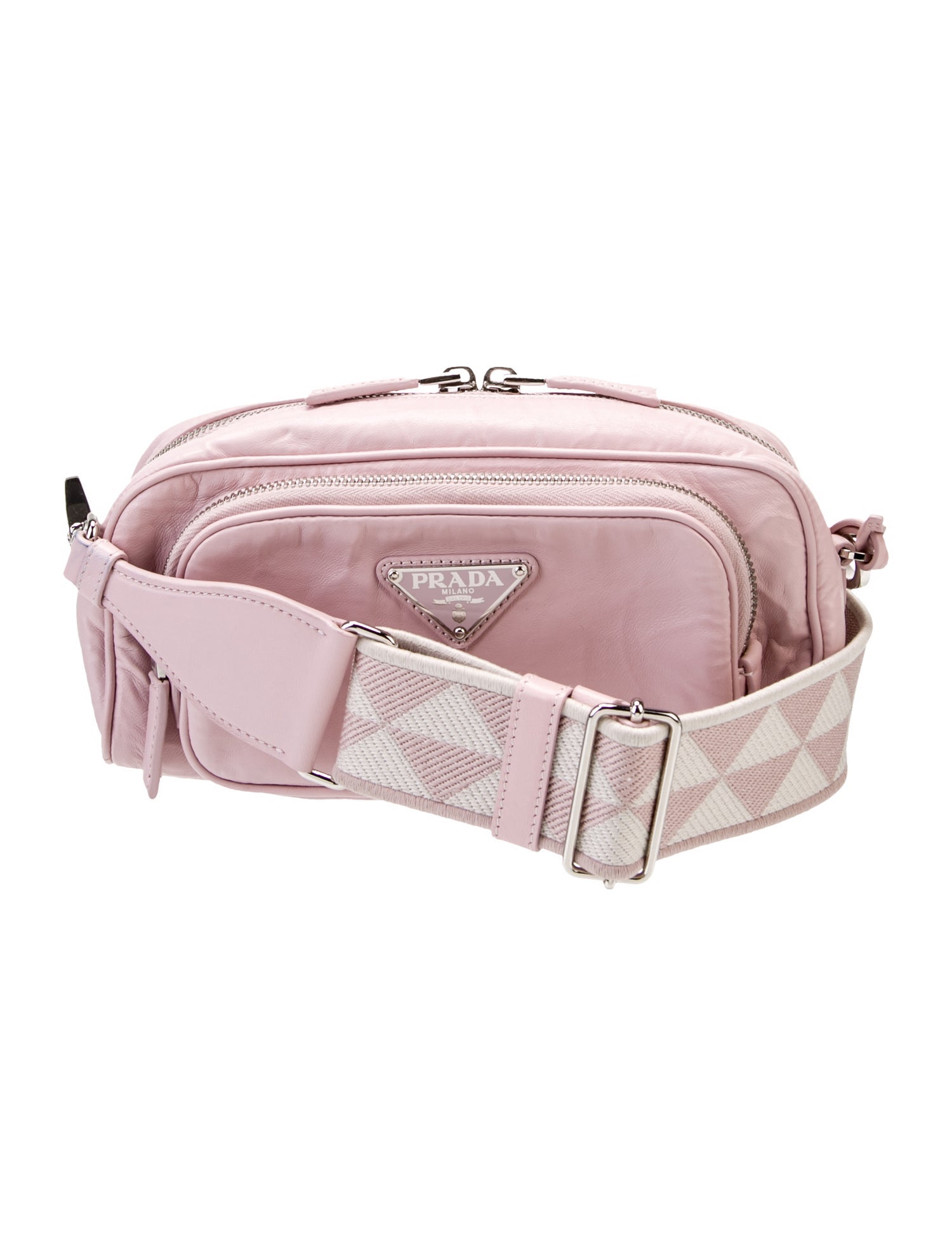 Prada Enameled Metal Triangle Multi-Pocket