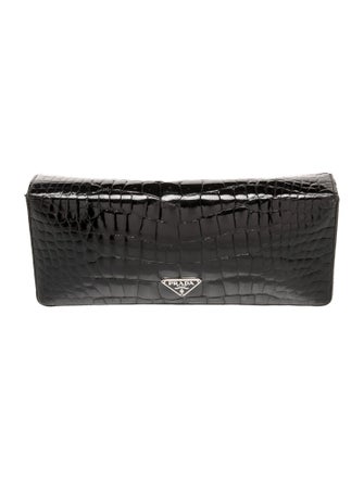 Prada Enameled Metal Triangle Clutch