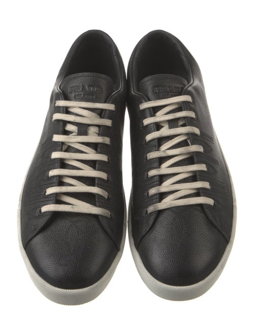 Prada Leather Embroidered Accent Sneakers