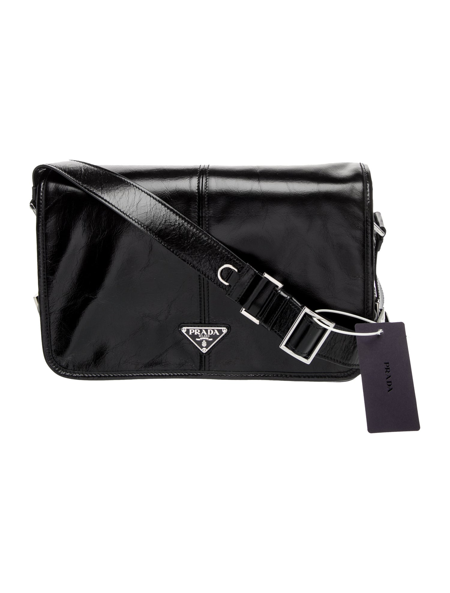 Prada Enameled Metal Triangle Shoulder Bag
