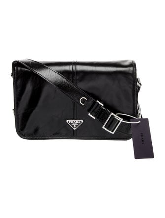 Prada Enameled Metal Triangle Shoulder Bag