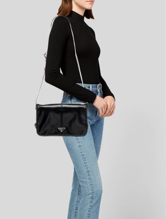 Prada Enameled Metal Triangle Shoulder Bag