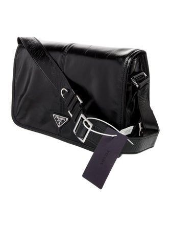 Prada Enameled Metal Triangle Shoulder Bag