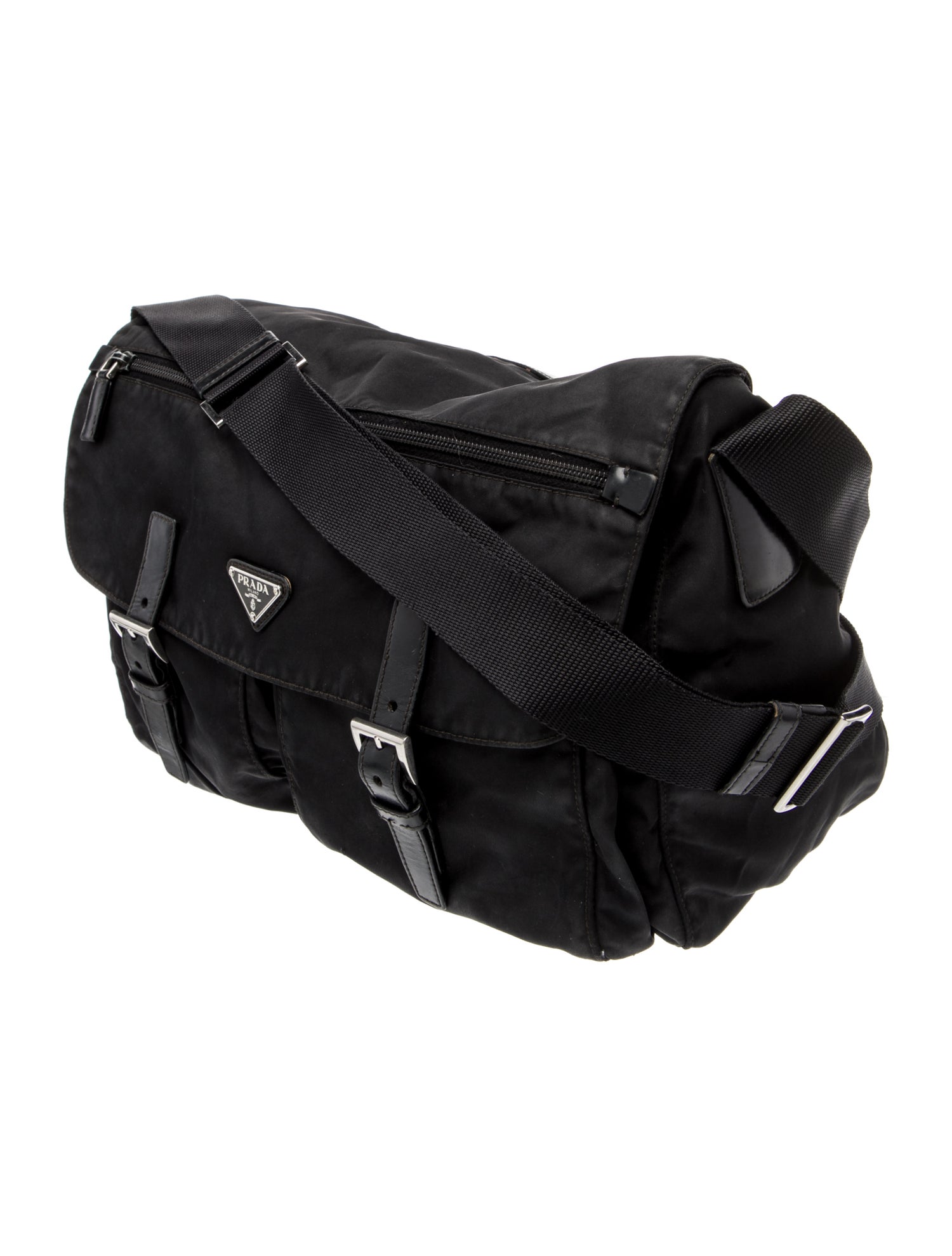 Prada Enameled Metal Triangle Messenger Bag